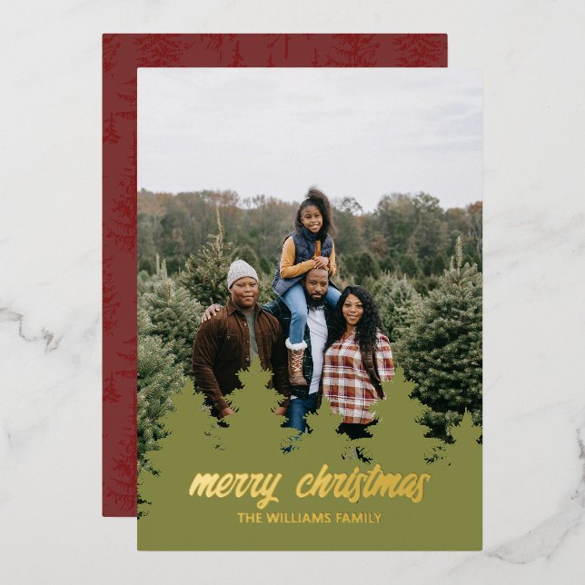 Vœux En Aluminium Carte de Noël Pine Tree Foil (Recto/Verso)