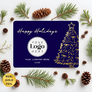 Vœux En Aluminium Carte de remerciement de Noël Navy Business Logo e