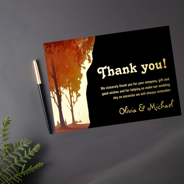 Vœux En Aluminium Carte de remerciements de paysage Black and Gold F (Créateur téléchargé)