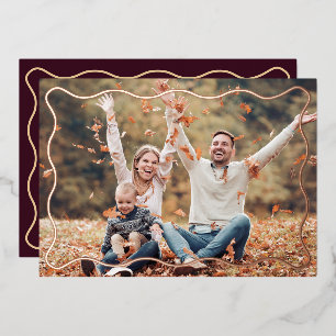 Vœux En Aluminium Carte photo de Thanksgiving moderne Bourgogne Wavy