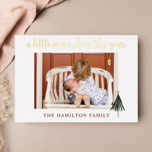 Vœux En Aluminium Elegant Gold Foil Nouvelle photo bébé Carte de Noë