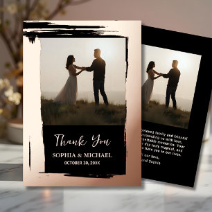 Vœux En Aluminium Elégant mariage Carte de remerciements 2 Photo Ros