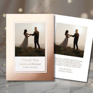 Vœux En Aluminium Elégant mariage Carte de remerciements 2 Photo Ros