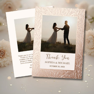 Vœux En Aluminium Elégant mariage Carte de remerciements 2 Photo Ros