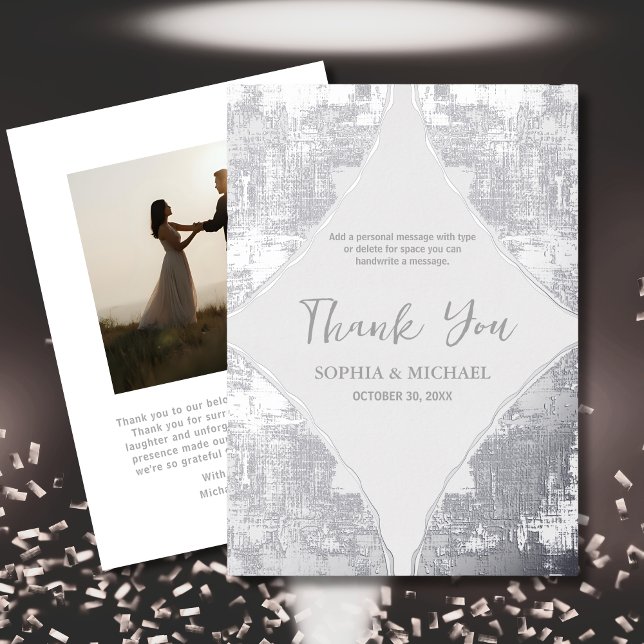 Vœux En Aluminium Elégant mariage Carte de remerciements photo Silve (Créateur téléchargé)