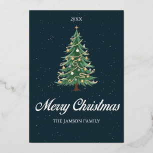 Vœux En Aluminium Elégante Carte Arbre de Noël Joyeux Souhait de Noë