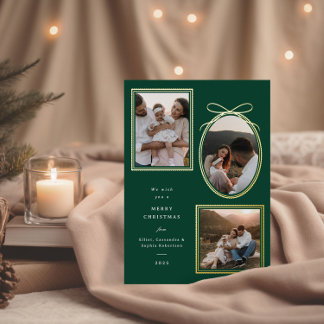 Vœux En Aluminium Elégante carte photo de Noël | Trois présentations