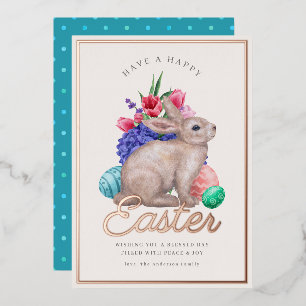 Vœux En Aluminium Joyeux Bunny de Pâques Carte Foil Personnalisable