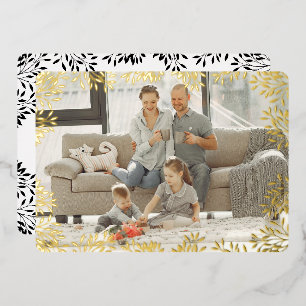 Vœux En Aluminium Joyeux Carte photo de feuillage de Noël