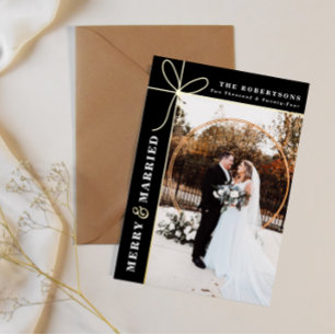 Vœux En Aluminium Joyeux & Mariés Carte de Noël de Mariage Remerciem