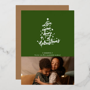 Vœux En Aluminium L'amour est tombé Foil Carte de Noël