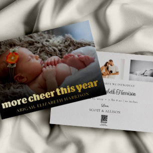 Vœux En Aluminium Plus de joie cette année Nouveau bébé photo carte 
