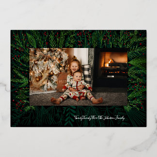 Vœux En Aluminium Snowy Foliing Noël Carte photo de l'huile