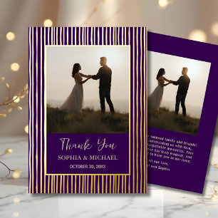 Vœux En Aluminium Unique Mariage Carte de remerciements 2 Photo Purp
