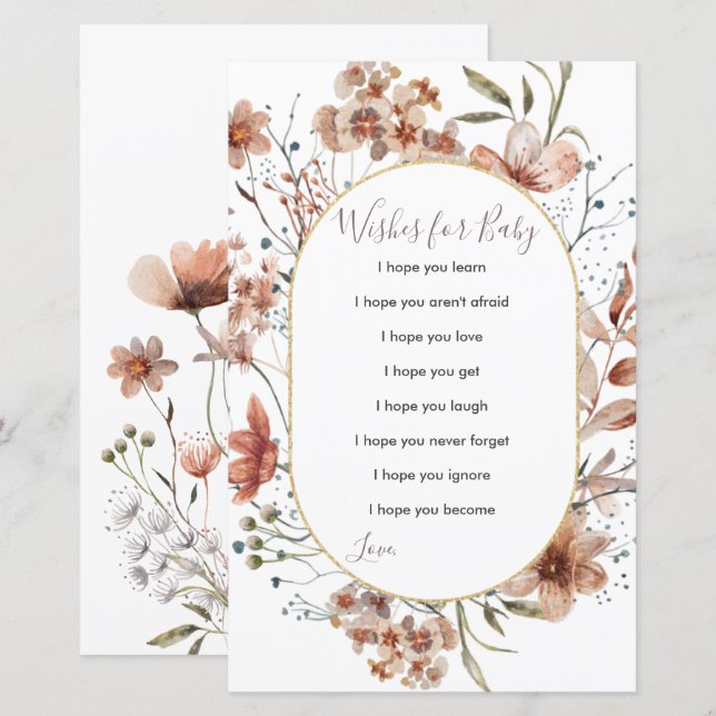 Voeux Fleur sauvage d'automne pour carte bébé (Devant / Derrière)