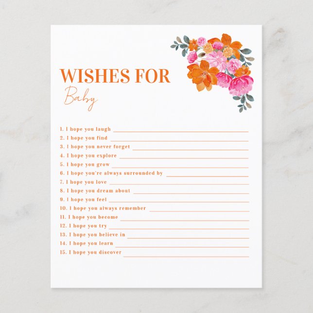 Voeux Floraux rose et orange pour la carte conseil (Devant)