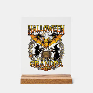 Vœux Halloween Grand-Père Chauve-Souris Chaudron d