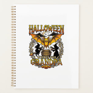 Vœux Halloween Grand-Père Chauve-Souris Chaudron d