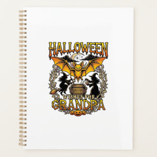 Vœux Halloween Grand-Père Chauve-Souris Chaudron d