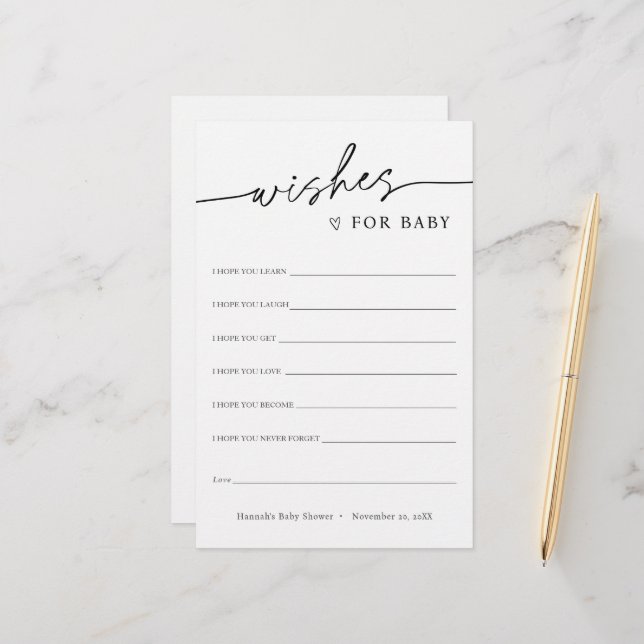 Voeux minimalistes pour carte bébé (Devant/Arrière en situation)