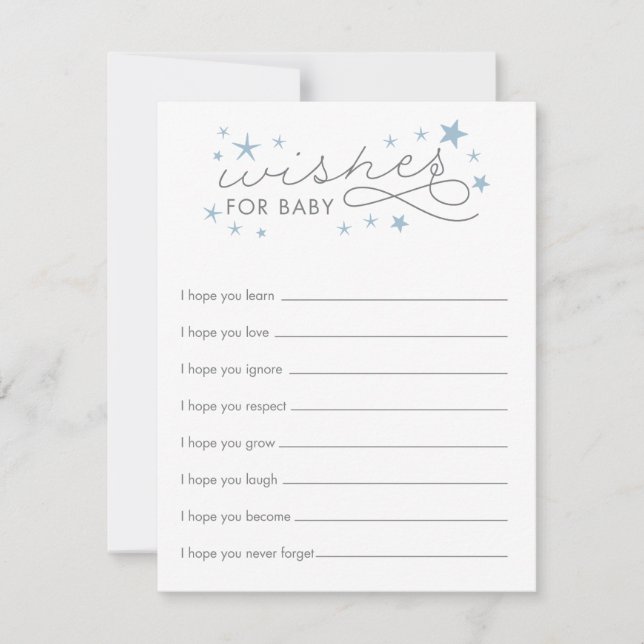 Voeux pour Baby Star Baby shower Carte de jeu bleu (Devant)