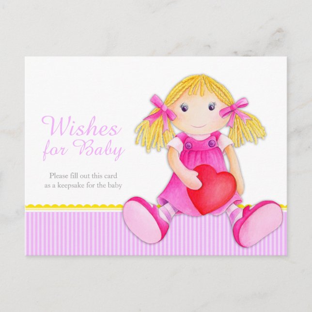 Voeux pour bébé - baby shower fille carte postale (Devant)