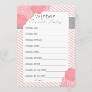 Voeux pour carte Baby shower. Rose