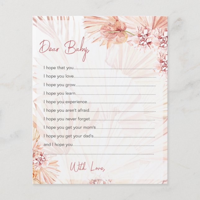 Voeux pour cartes bébé Boho Blush Douche Sprinking (Devant)