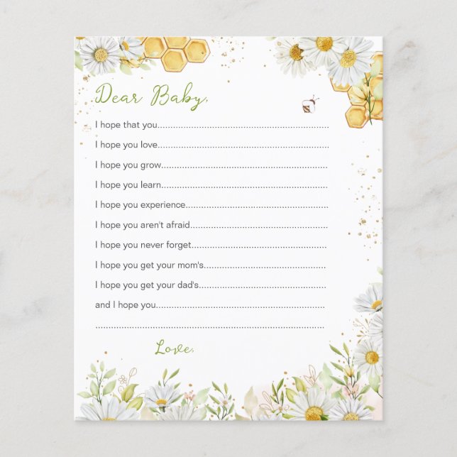 Voeux pour les cartes bébé Bumblebee Bee Yellow Do (Devant)