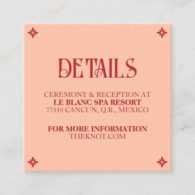 Voeux Vibrants : Une Carte de Détails de Mariage F (Devant)