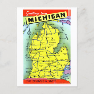Voeux vintages de la carte postale du Michigan