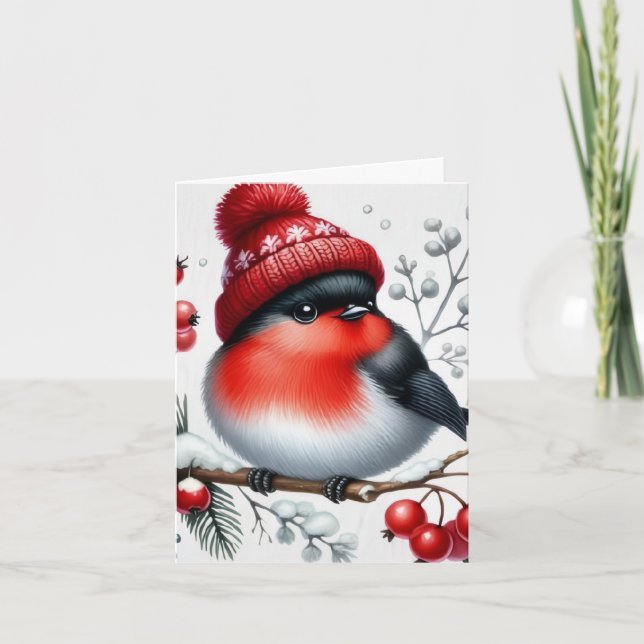 Vogel 2 gefaltete Weihnachtskarte Feiertagskarte (Vorderseite)
