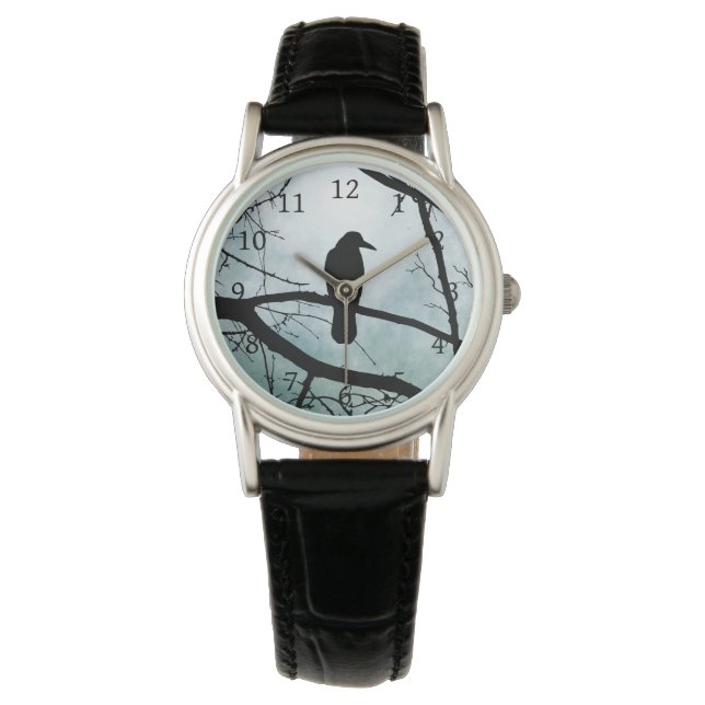 Vogel 77 Crow Raven Armbanduhr (Vorderseite)