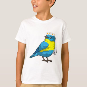 Vogel als Braut mit Blumenkranz T-Shirt