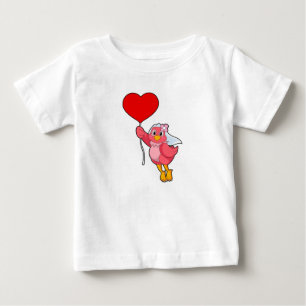 Vogel als Braut mit Schleier und Herzballon Baby T-shirt