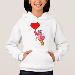 Vogel als Braut mit Schleier und Herzballon Hoodie