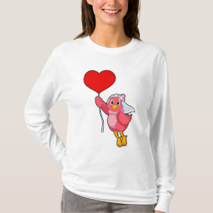 Vogel als Braut mit Schleier und Herzballon T-Shirt