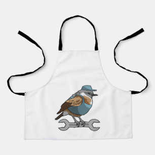 Vogel als Handwerker mit Wrench Schürze