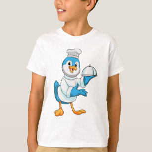 Vogel als Koch mit Platter T-Shirt