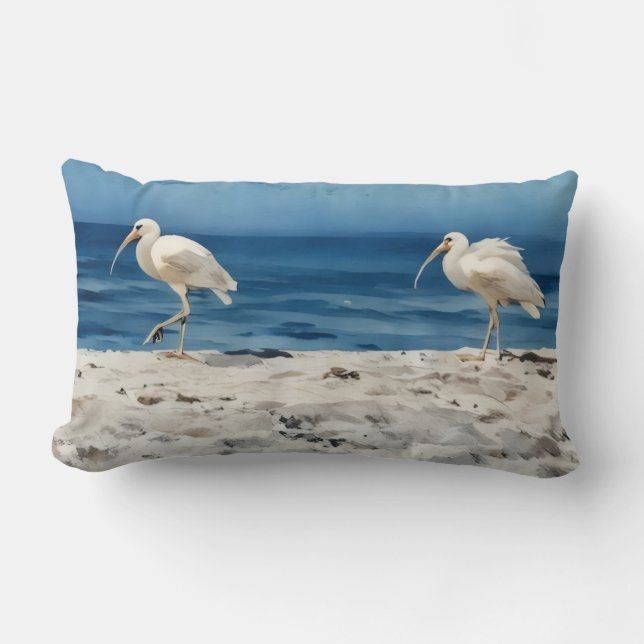 Vögel am Strand Siesta Key Kissen (Vorderseite)