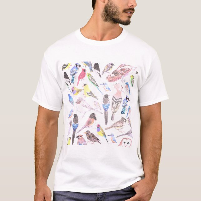 Vögel Amerikas - Tiere und Wildvögel in Pastelltön T-Shirt (Vorderseite)