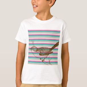 Vogel Ast Tiere Natur farbenfrohes Muster Kunst T-Shirt
