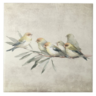 Vögel auf Ast-Aquarelle rustikal Fliese