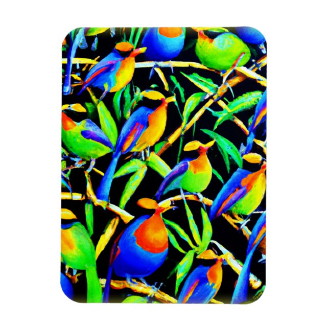 Vögel auf Baummalerei. Jetzt kaufen Magnet (Vertikal)