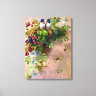 Vögel auf Berry Vine Leinwanddruck