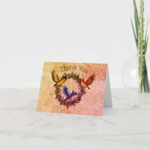 Vögel auf Blume Kranz Danke Karte