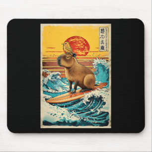 Vogel auf Capyra surft Greatwave Anime Kawaii Japa Mousepad