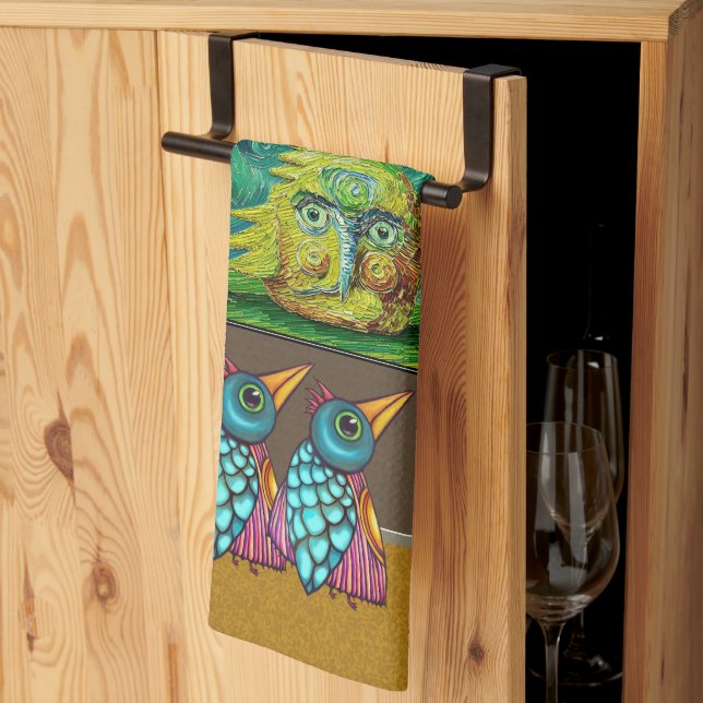 Vögel auf der Galerie Geschirrtuch (Drittel gefaltet)