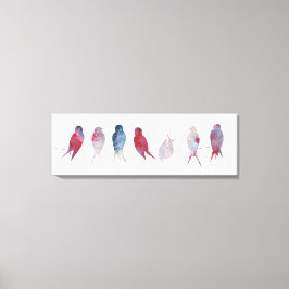 Vögel auf Draht Panoramafenstreifen, 36x12 Zoll Leinwanddruck