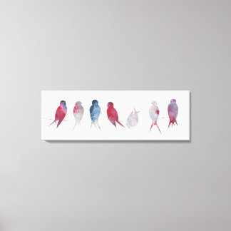 Vögel auf Draht Panoramafenstreifen, 36x12 Zoll Leinwanddruck